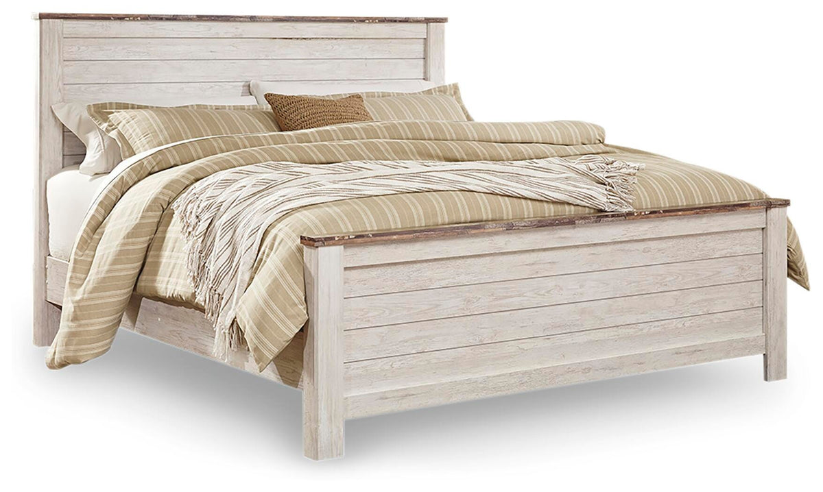 Willowton Panel Bed, Dresser, Mirror, and Nightstand - Whitewash  (B267-SI) - Image 3