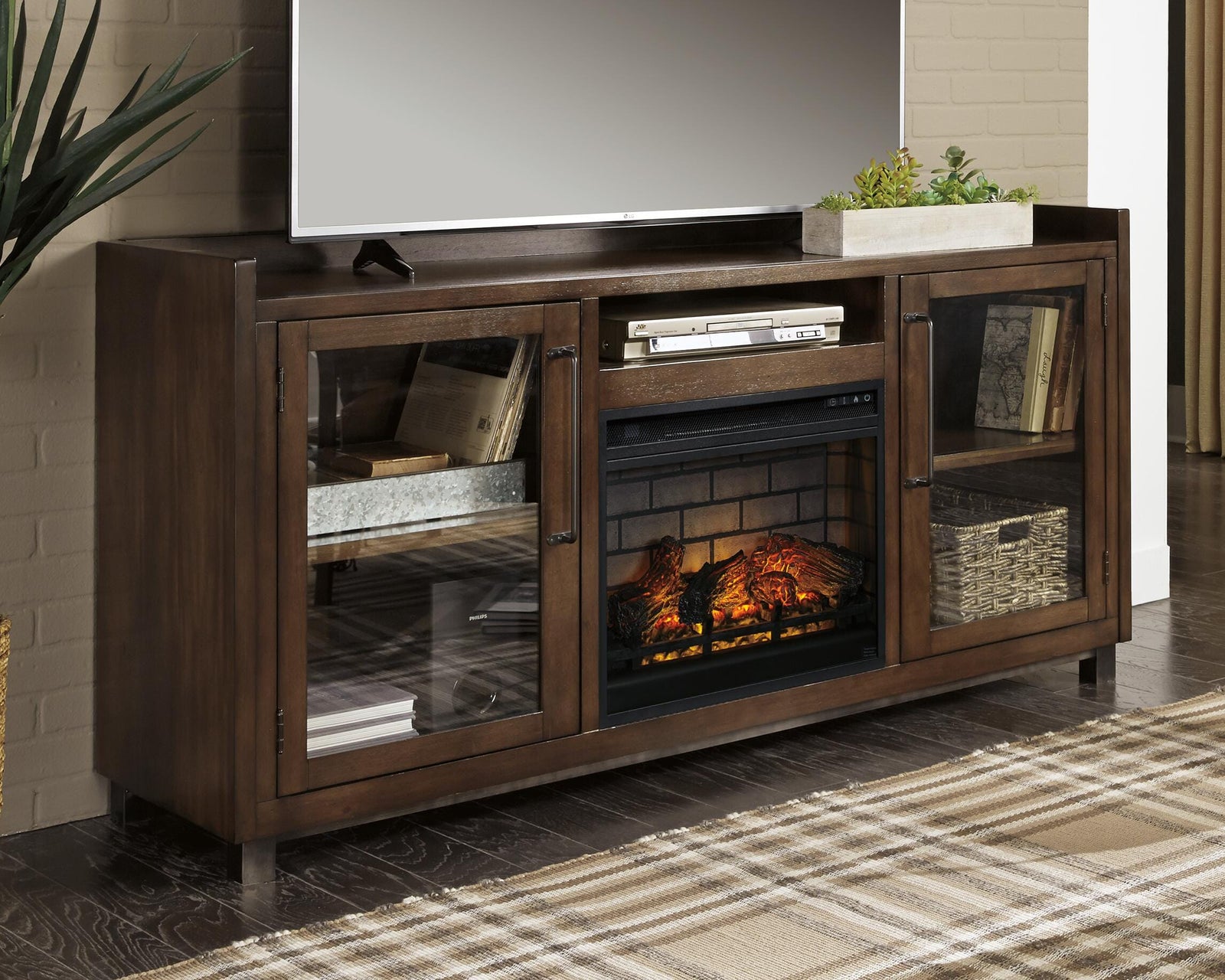Starmore 70 TV Stand with Electric Fireplace (W633-SI) - Image 2
