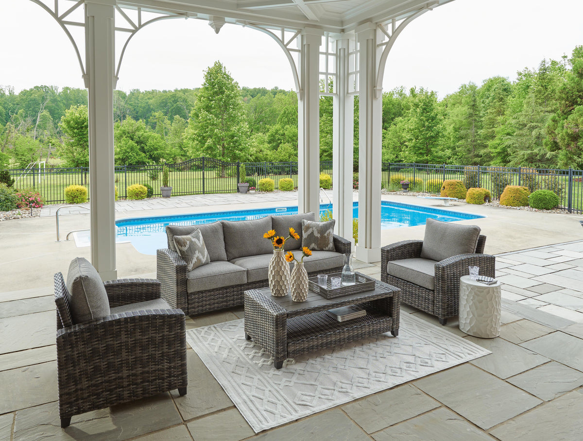 Oasis Court Outdoor Sofa/Chairs/Table Set (Set of 4) (P335-SI) - Image 5