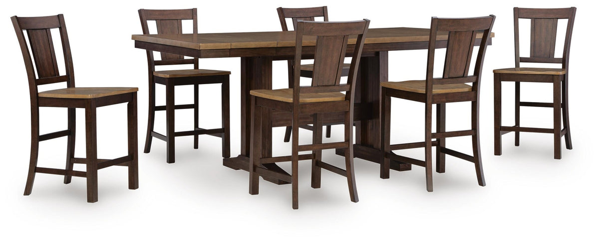 Rylandeen Counter Height Extension Dining Table and 6 Barstools (PCD651-SI)
