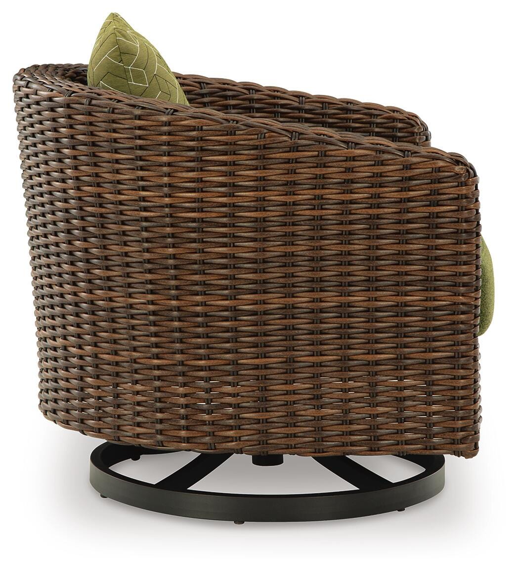 Horizon Hall Outdoor Sofa, 2 Lounge Chairs, Ottoman and Coffee Table (P572-SI) - Image 9