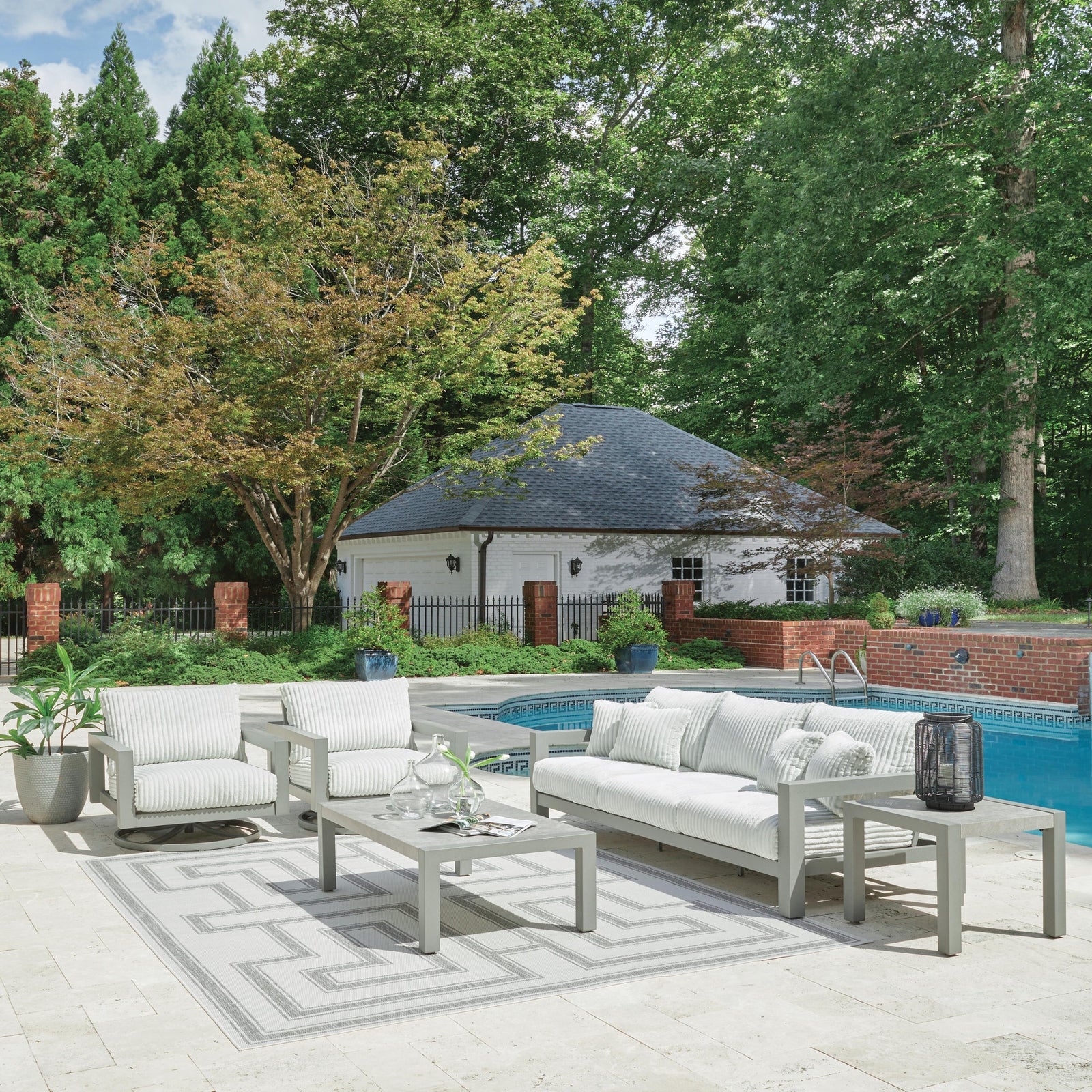 Hurley Park Outdoor Sofa, 2 Lounge Chairs and Coffee Table (PCP695-SI) - Image 13