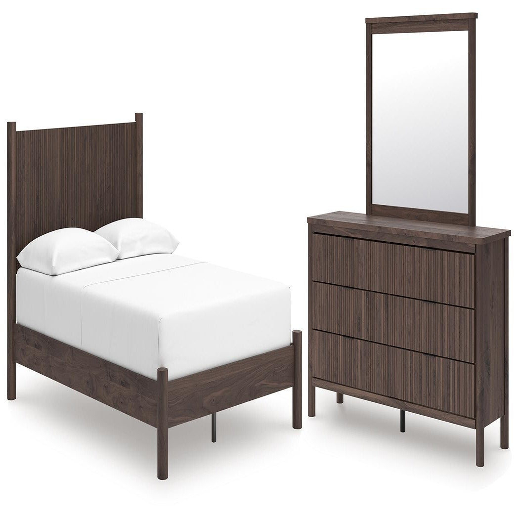 Pamytta Full Panel Platform Bed, Dresser and Mirror (PCB2614-SI)