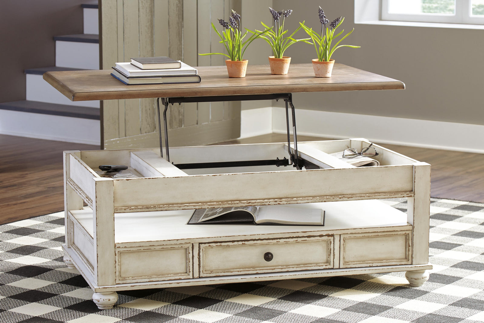 Realyn Coffee Table with Lift Top - White/Brown  (T523-SI) - Image 5