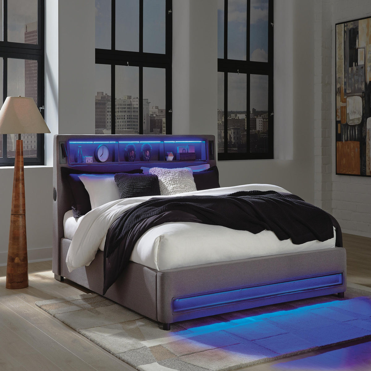Finigale California King Upholstered Bed with Wireless Audio (PCB2721-SI) - Image 12