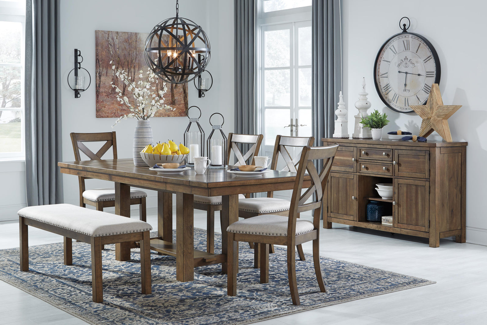 Moriville Dining Table and 4 Chairs and Bench (D631-SI) - Image 6