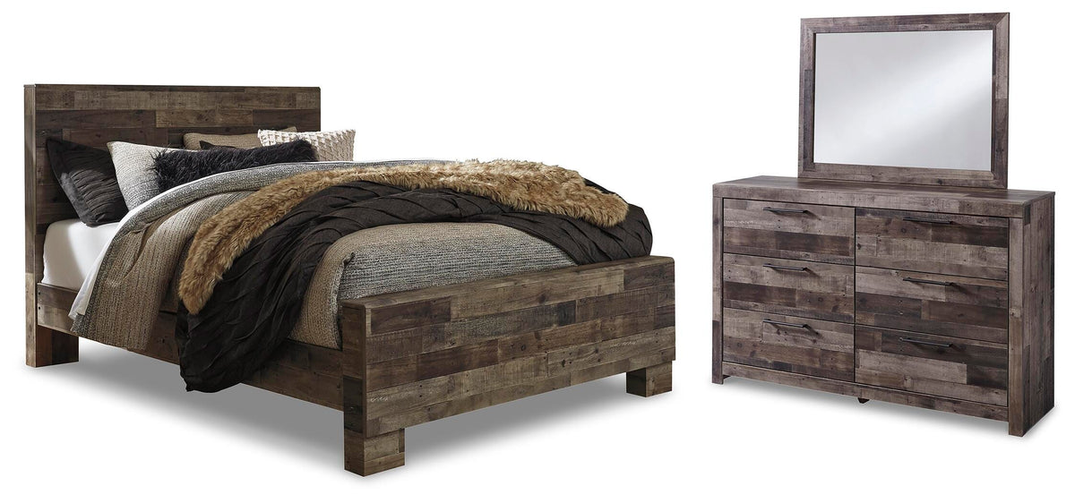 Derekson Panel Bed, Dresser and Mirror (B200-SI)