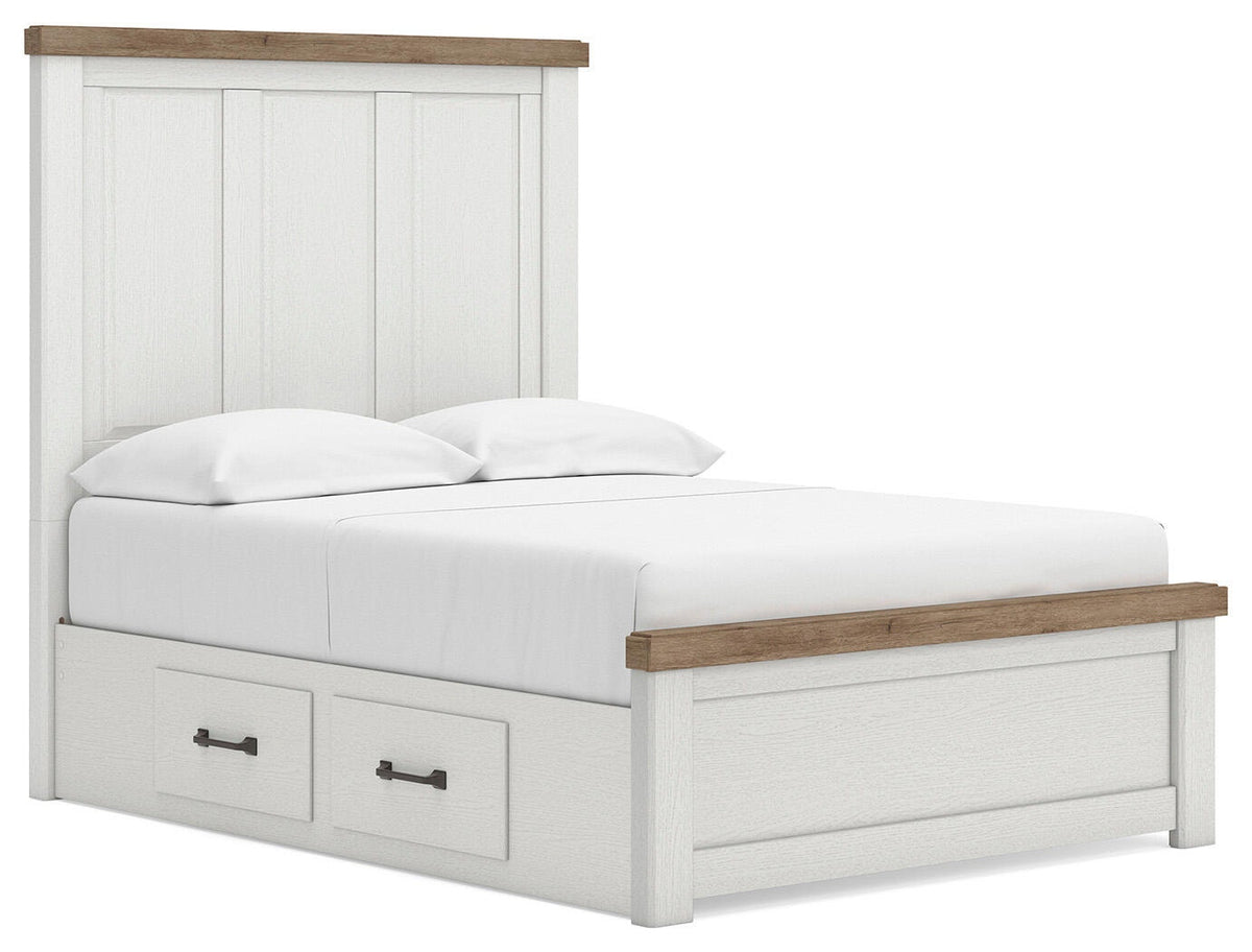 Savonport Full Panel Bed with Storage (Youth) - White/Brown  (B4615-SI)