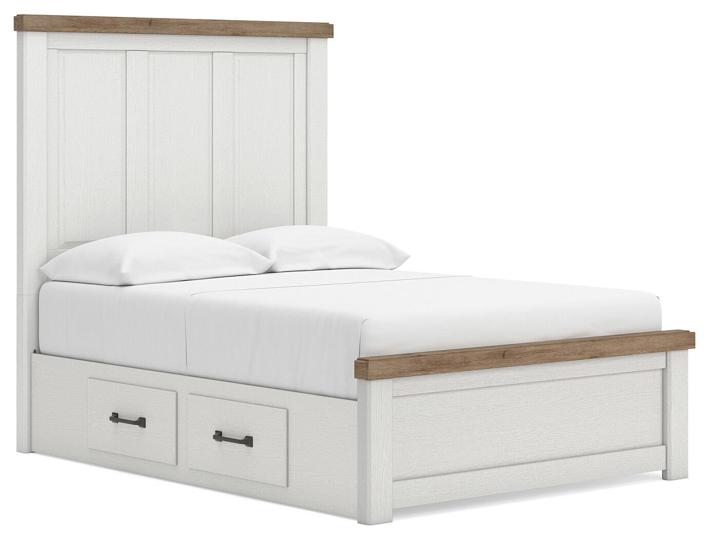Savonport Panel Bed with Storage (Youth) - White/Brown  (B4615-SI)