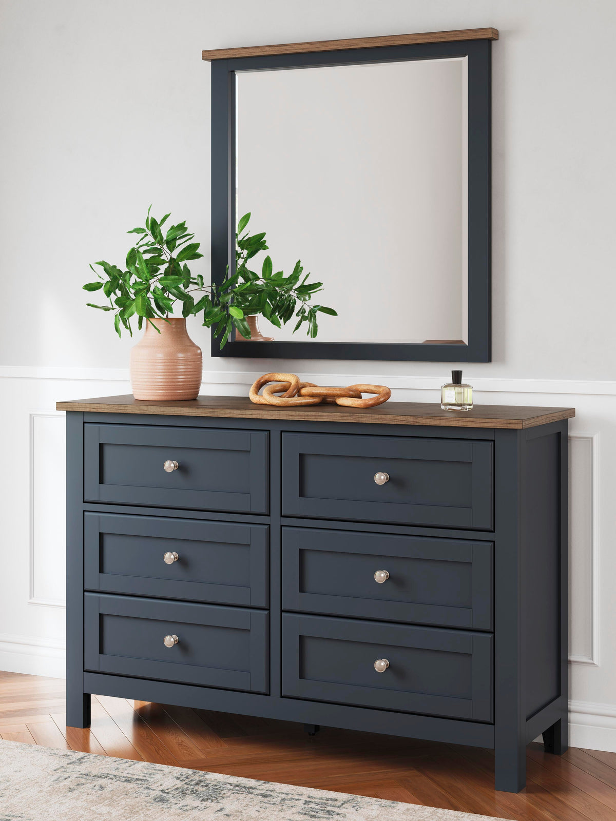 Landocken Panel Bed, Dresser and Mirror - Brown/Blue  (B414-SI) - Image 15
