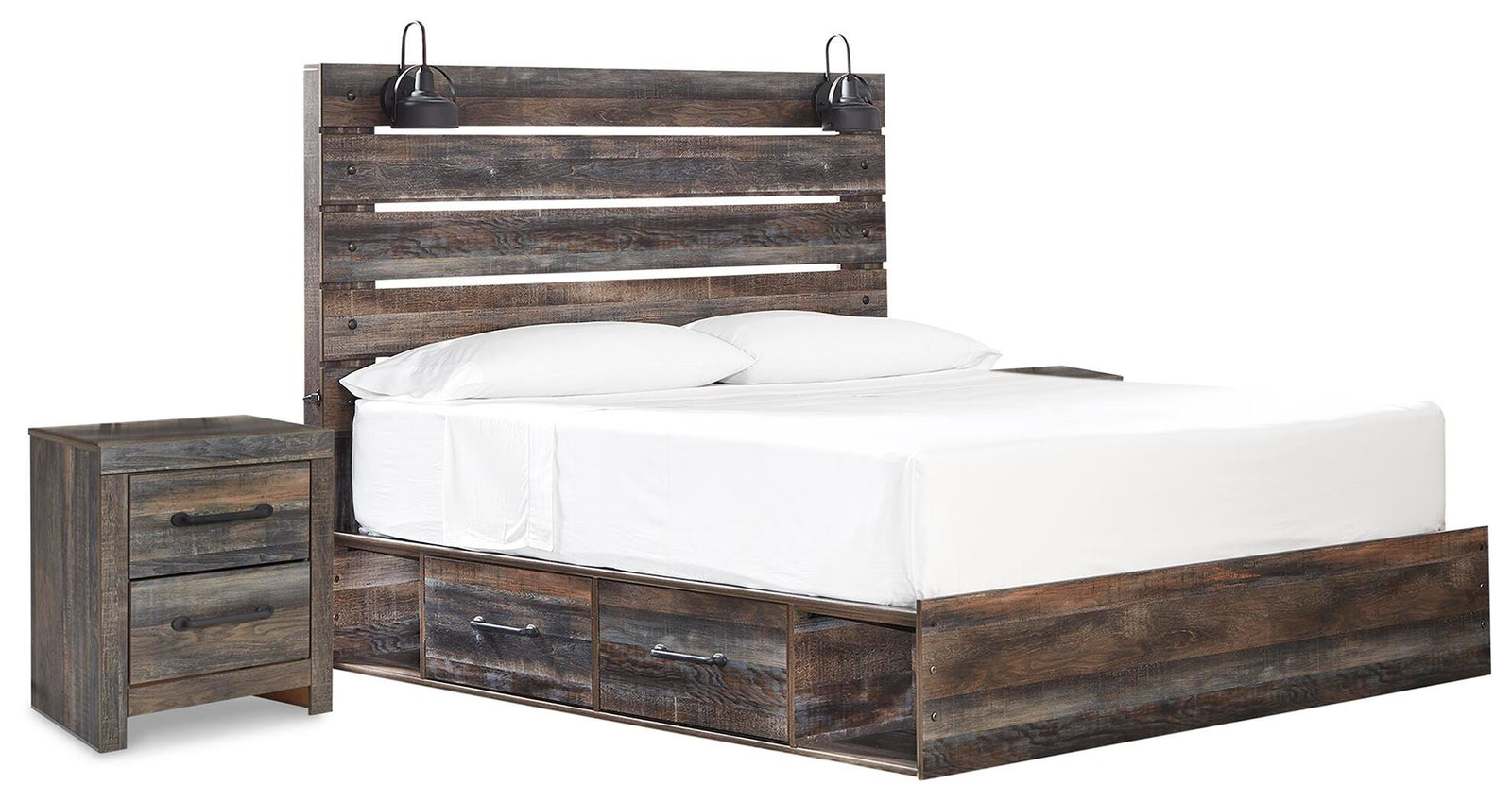 Drystan Panel Storage Bed and 2 Nightstands - Multi  (B211-SI)