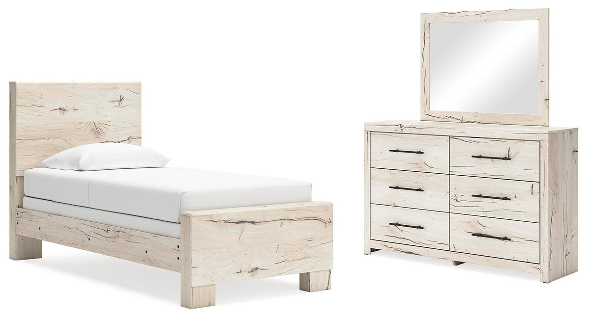 Lawroy Panel Bed, Dresser and Mirror - Light Natural  (B2310-SI)
