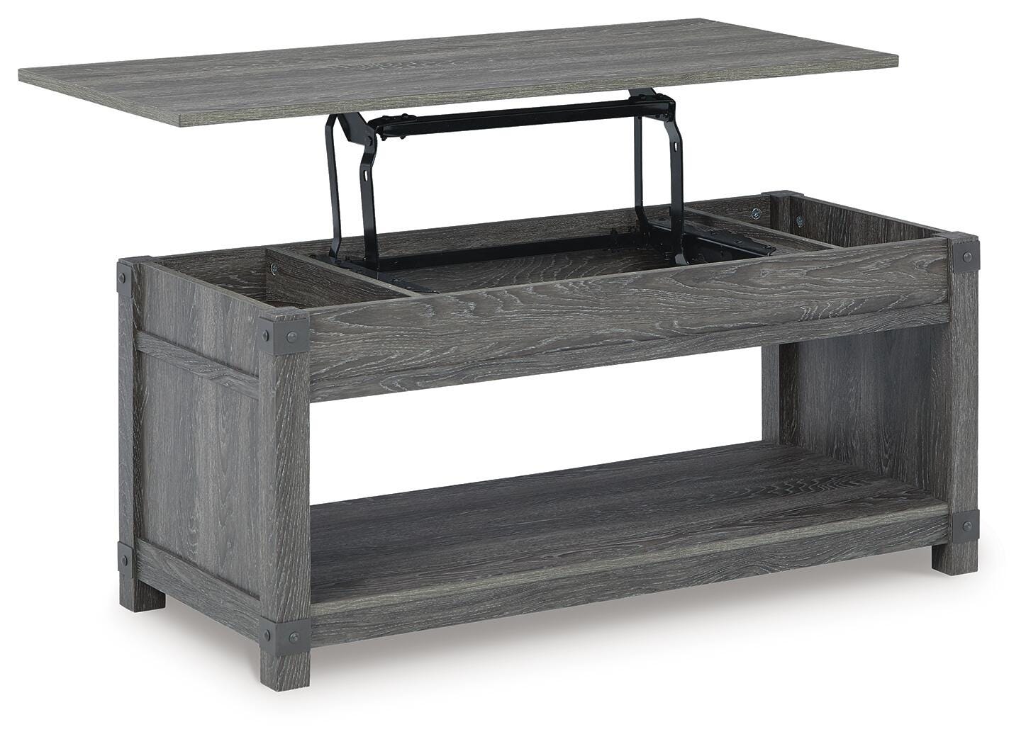 Freedan Lift-top Coffee Table, 2 End Tables and Console - Grayish Brown  (T175-SI) - Image 4