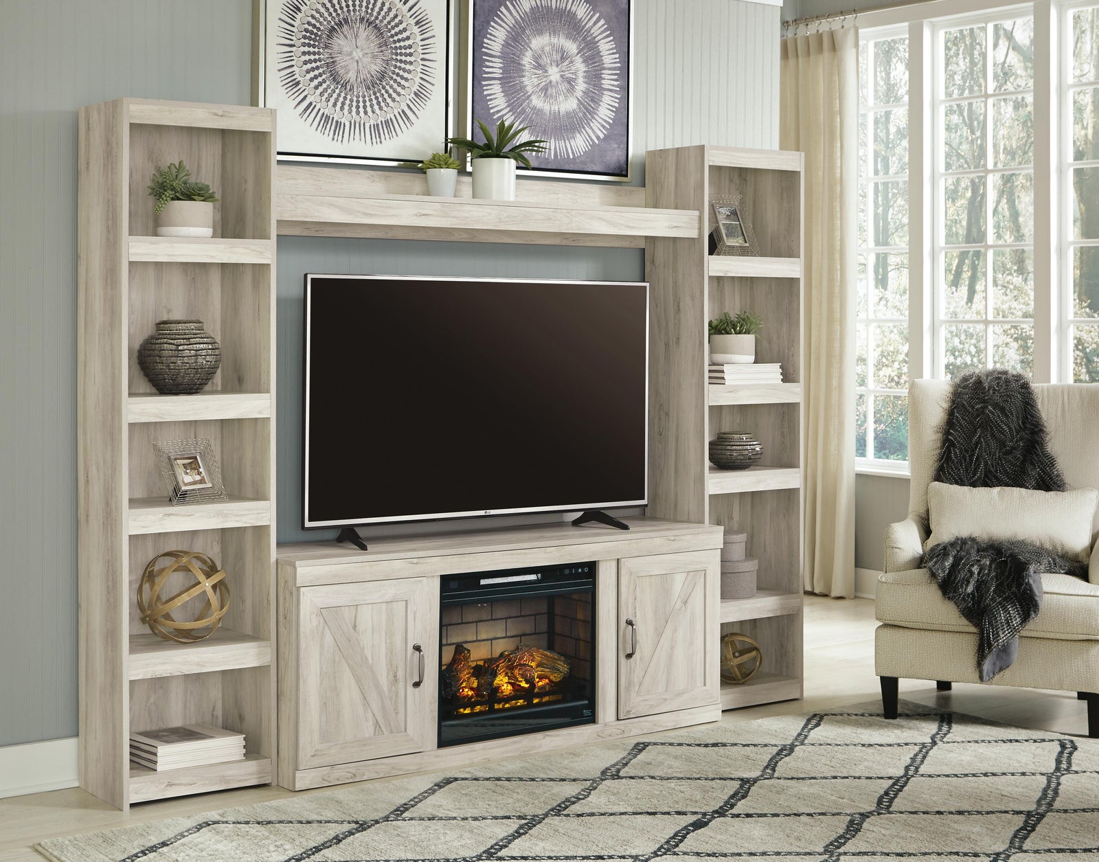 Bellaby 4-Piece Entertainment Center with Electric Fireplace (EW0331-SI) - Image 13