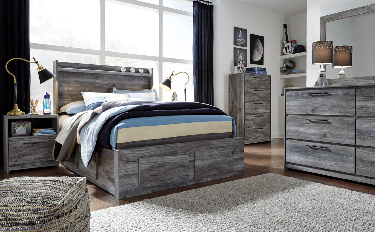 Baystorm Panel Bed with 4 Storage Drawers (Youth) - Gray  (B221-SI) - Image 4