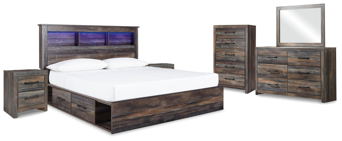 Drystan Bookcase Storage Bed, Dresser, Mirror, Chest and 2 Nightstands - Multi  (B211-SI) - Image 2