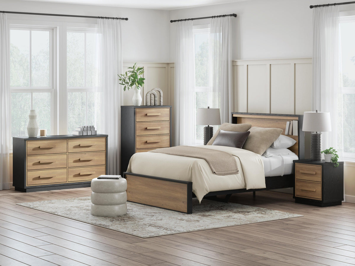 Kozmour Bookcase Complete Bed Frame - Black/Brown  (EB1460-SI) - Image 20