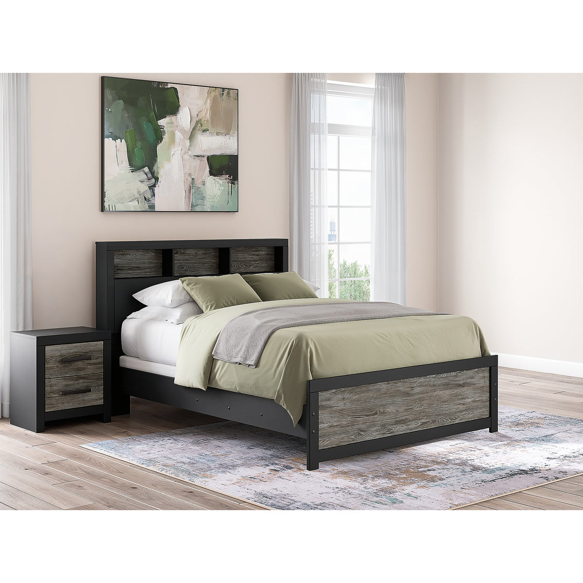 Broachmyn Queen Bookcase Panel Bed, Dresser and Nightstand (PCB1118-SI) - Image 27