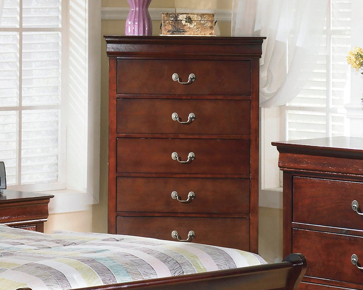 Alisdair Sleigh Bed, Dresser, Mirror, Chest and 2 Nightstands - Reddish Brown  (B376-SI) - Image 10