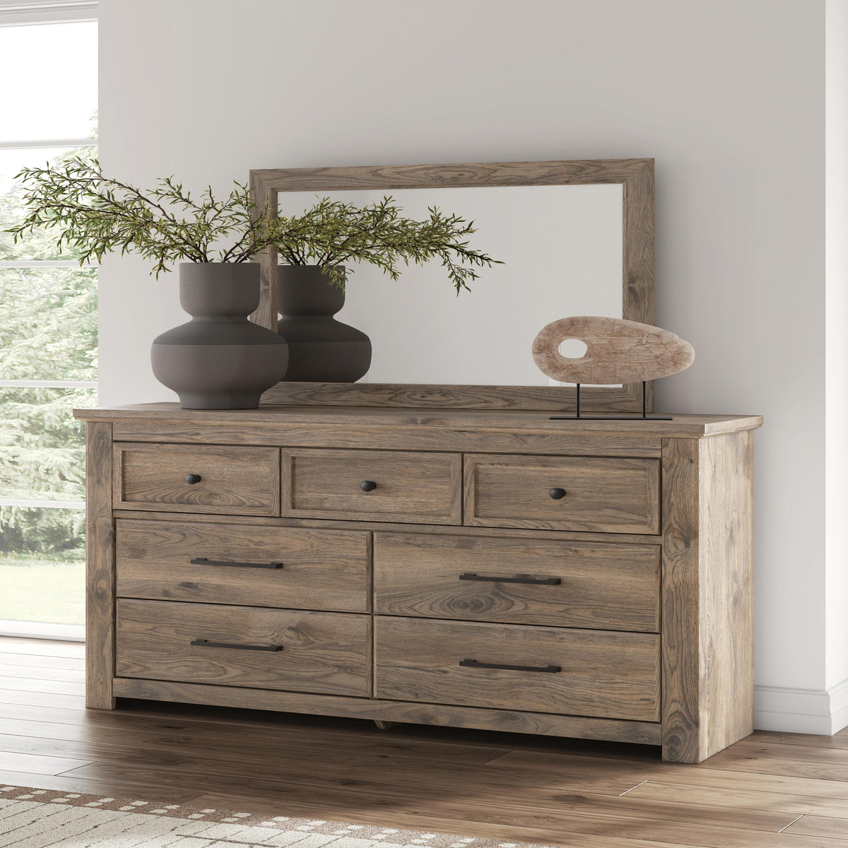Rusticott King Poster Bed, Dresser, Mirror and Nightstand (PCB2260-SI) - Image 25