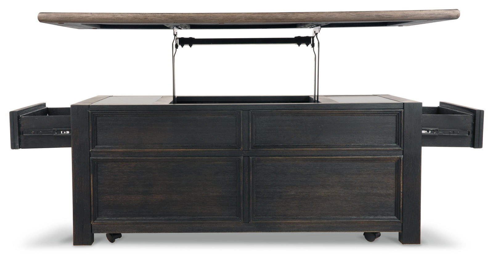 Tyler Creek Coffee Table with Lift Top - Grayish Brown/Black  (T736-SI) - Image 8