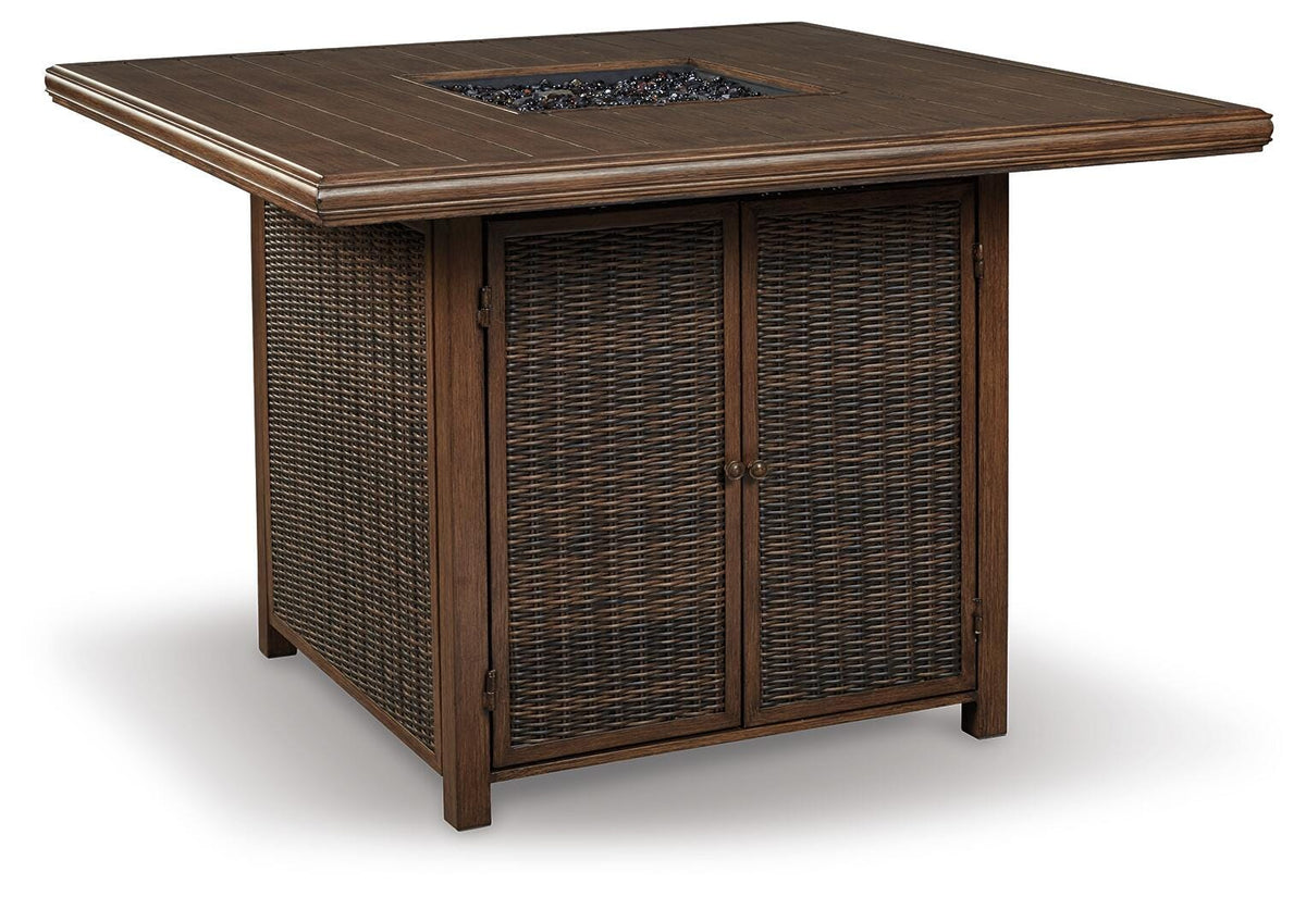 Paradise Trail Outdoor Bar Fire Pit Table with 6 Barstools (P750-SI) - Image 3