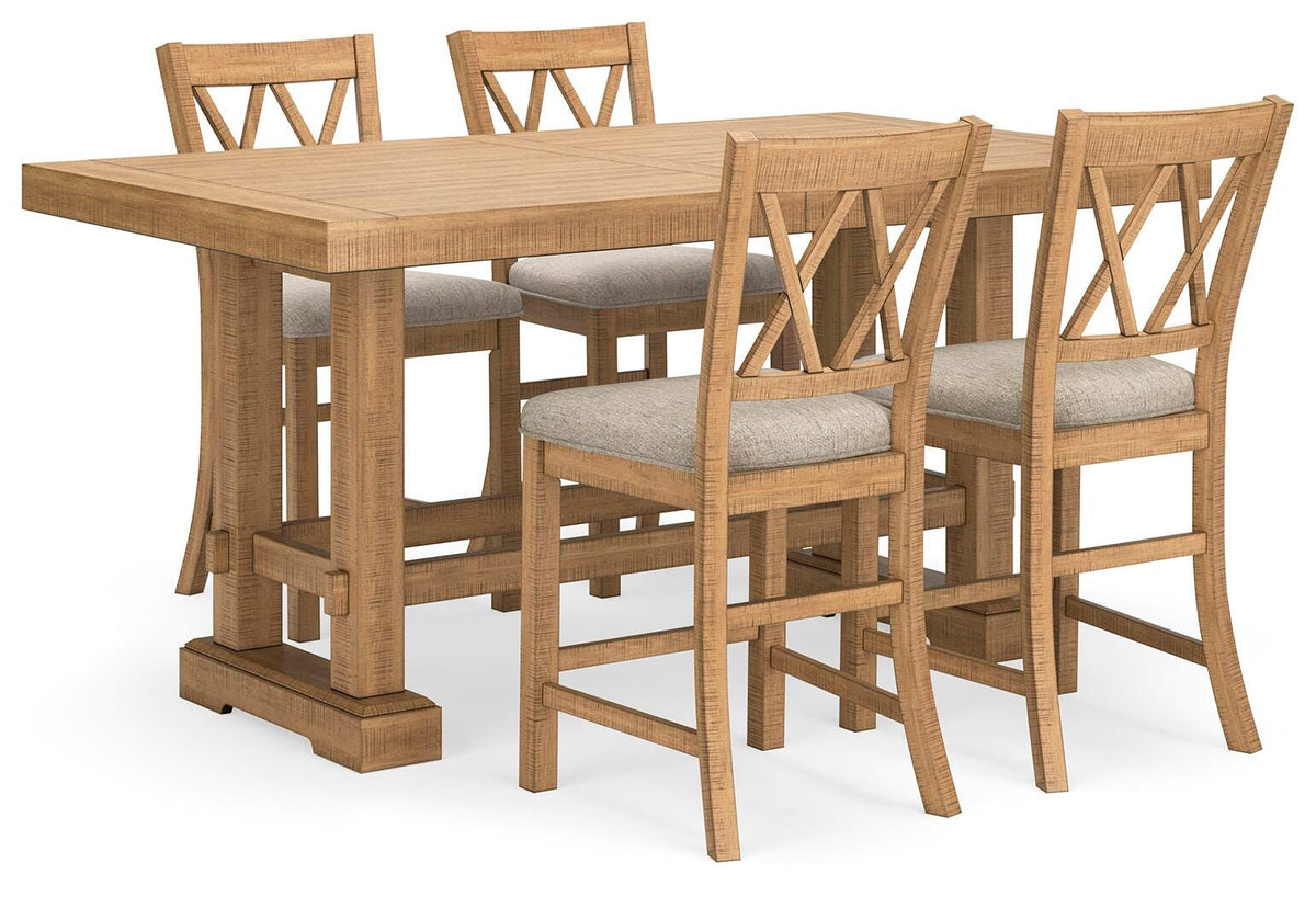 Havonplane Counter Height Extension Dining Table and 4 Barstools (D773-SI)