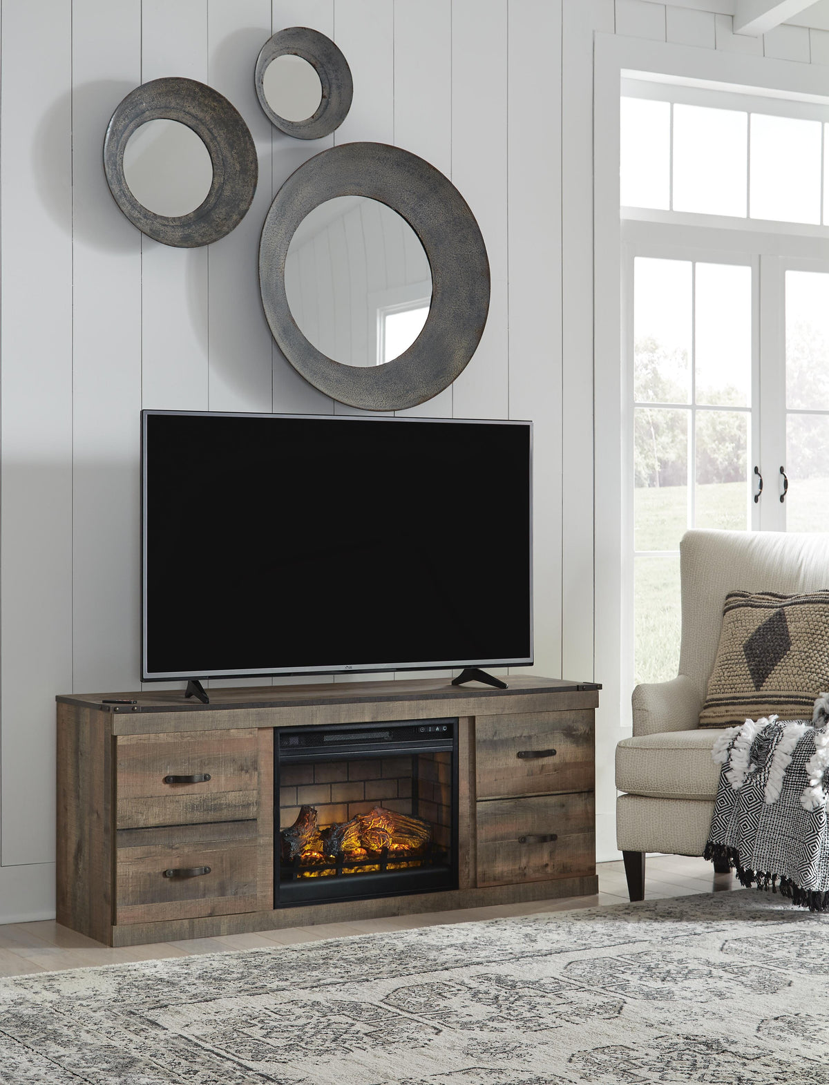 Trinell TV Stand with Electric Fireplace (EW0446-SI) - Image 3
