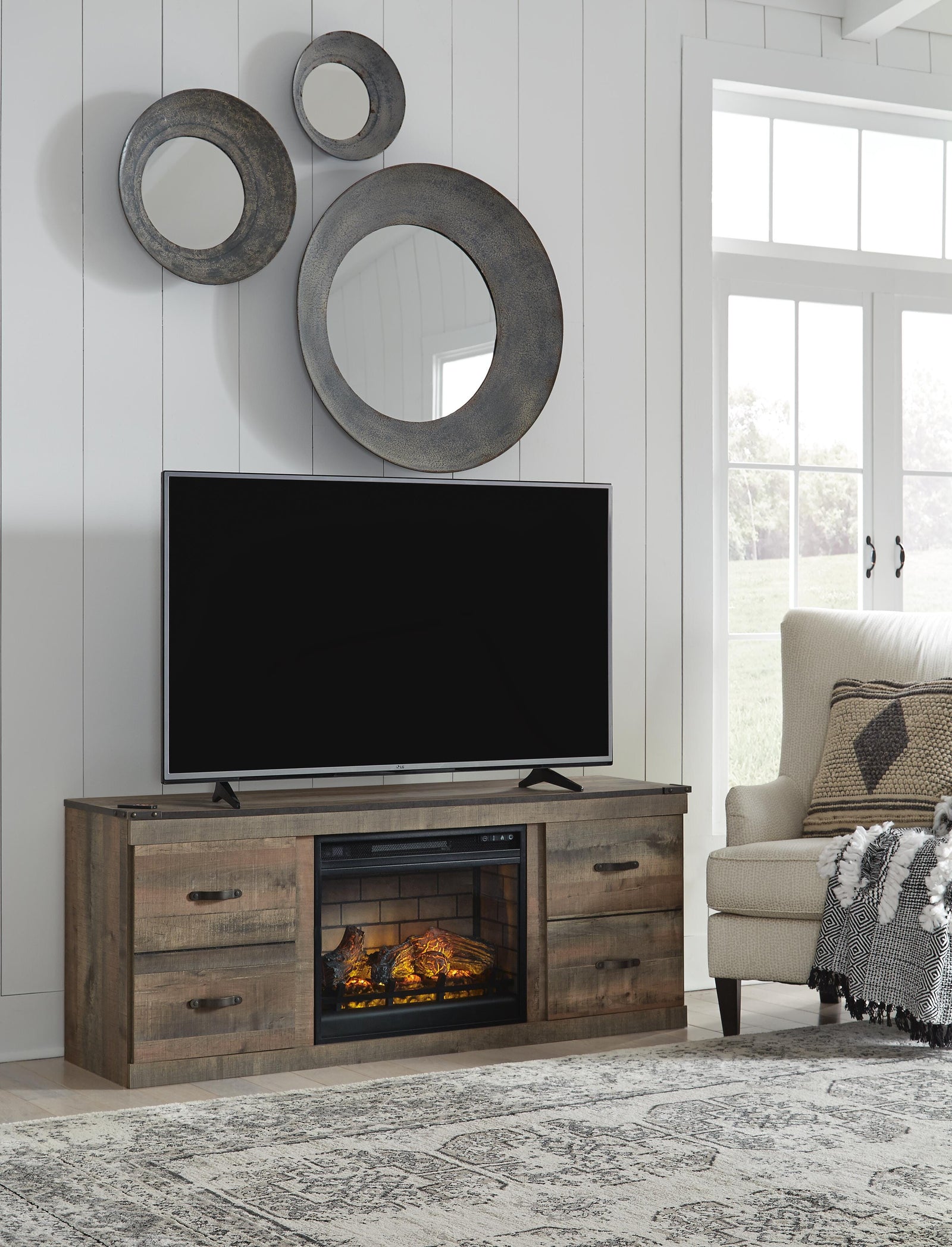 Trinell TV Stand with Electric Fireplace (EW0446-SI) - Image 3