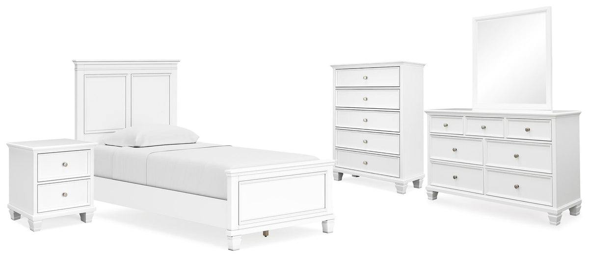 Fortman Panel Bed, Dresser, Mirror, Chest and Nightstand (B680-SI)