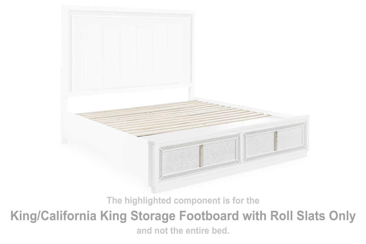 Chalanna Storage Footboard with Roll Slats - White  (B822-SI)