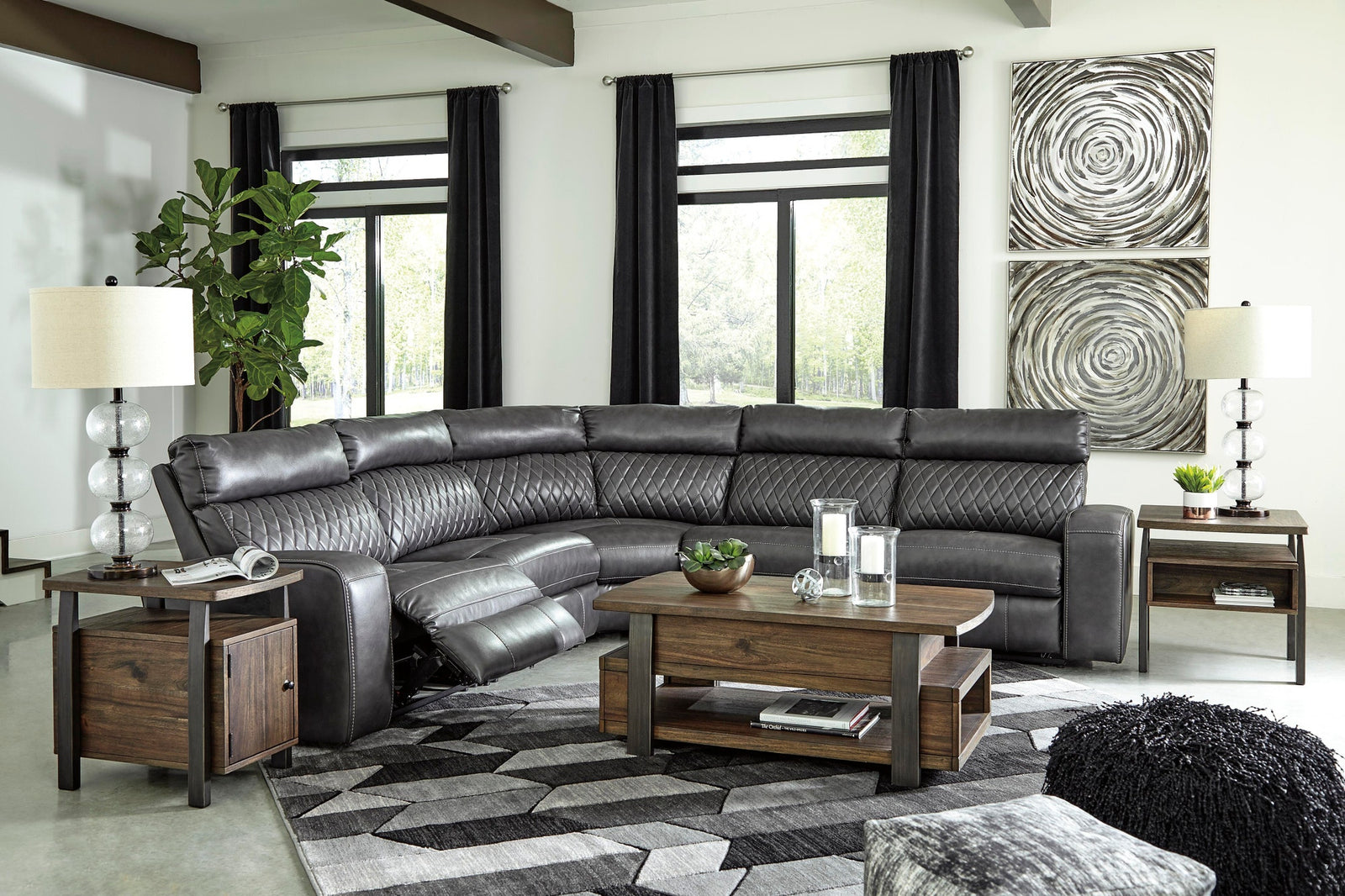 Samperstone 5-Piece Power Reclining Sectional (55203-SI) - Image 5