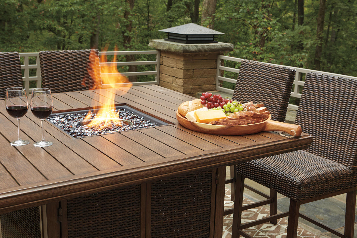 Paradise Trail Outdoor Counter Height Dining Table with 6 Barstools (P750-SI) - Image 13