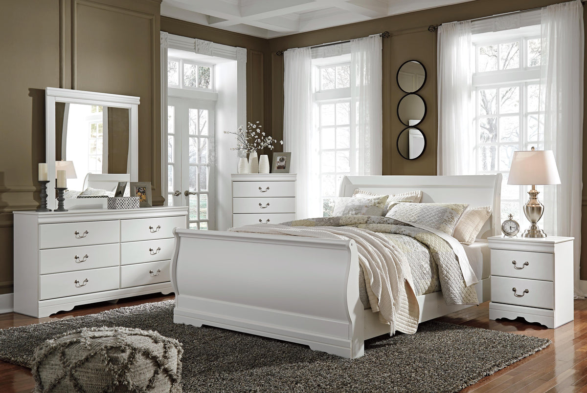 Anarasia Sleigh Bed, Dresser and Mirror - White  (B129-SI) - Image 4