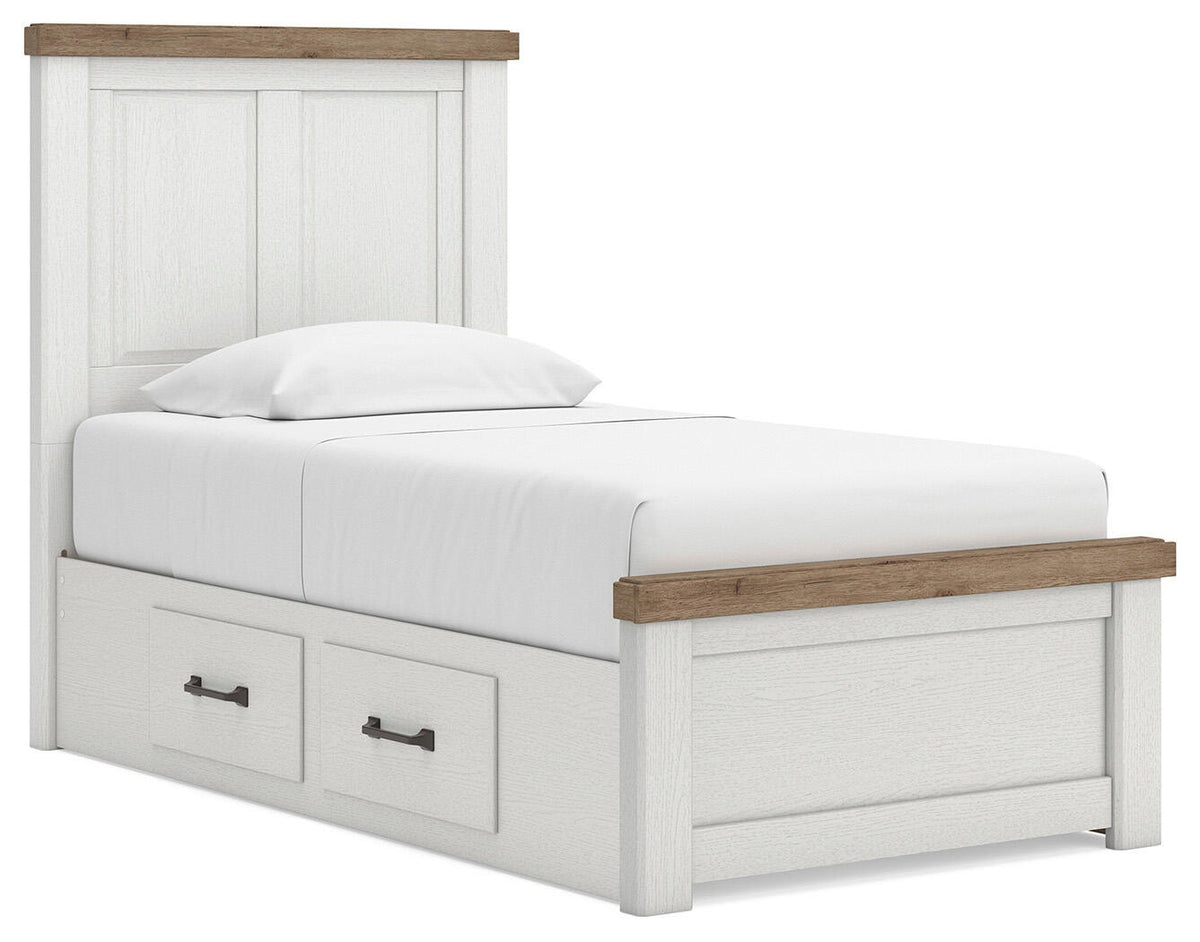 Savonport Twin Panel Bed with Storage (Youth) - White/Brown  (B4615-SI)