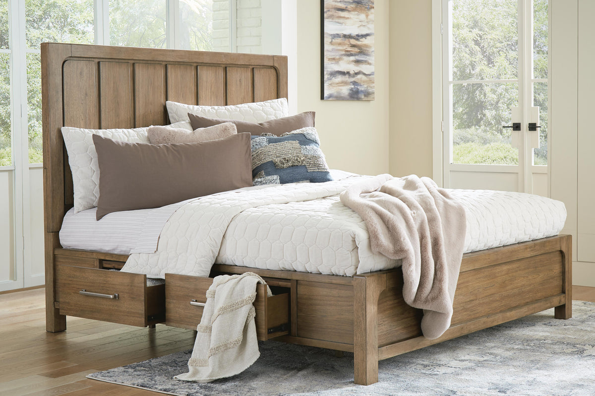 Cabalynn Panel Bed with Storage, Dresser and Mirror - Light Brown  (B974-SI) - Image 16