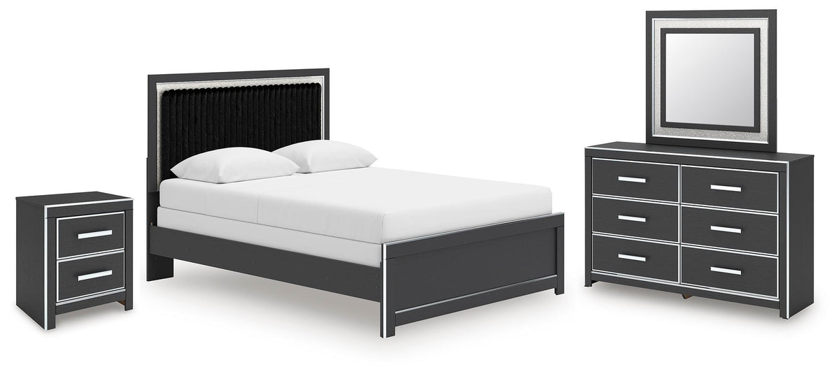 Zuraleus Queen Panel Bed, Dresser, Mirror and Nightstand (PCB3380-SI)
