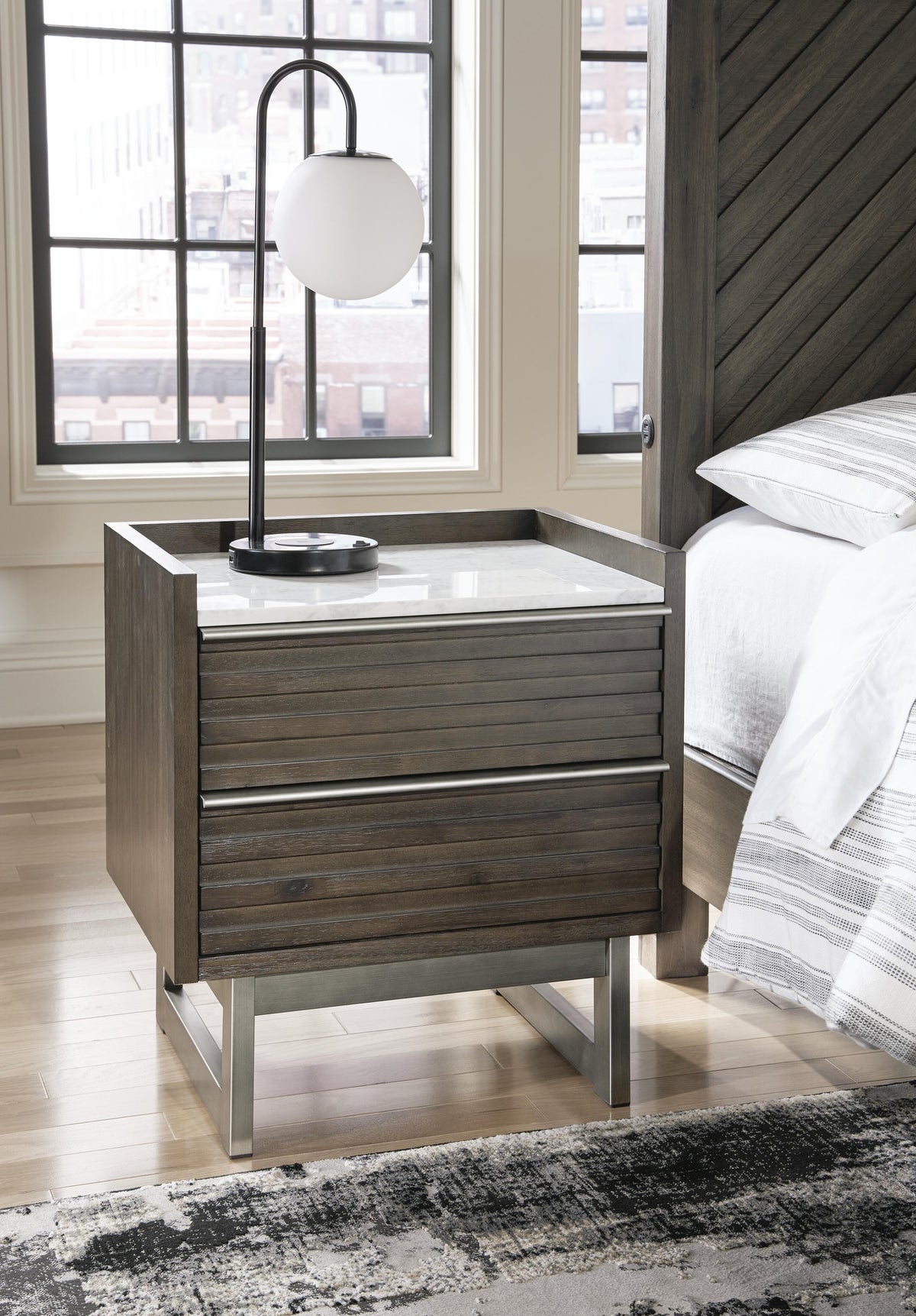 Arkenton Nightstand - Grayish Brown/White  (B786-SI) - Image 5