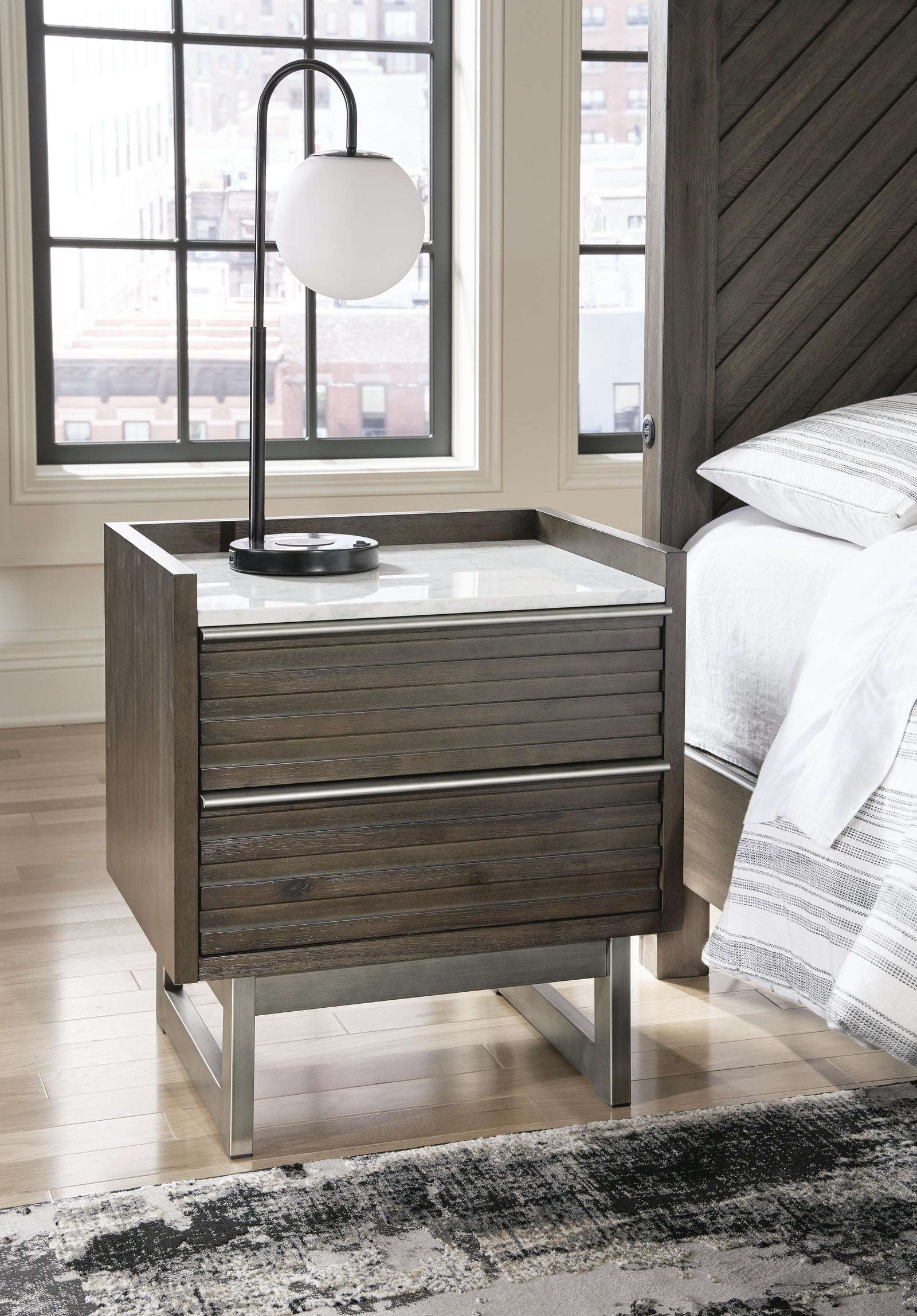 Arkenton Nightstand - Grayish Brown/White  (B786-SI) - Image 5