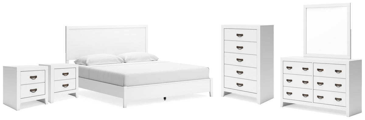 Binterglen Panel Bed, Dresser, Chest and 2 Nightstands (B427-SI)