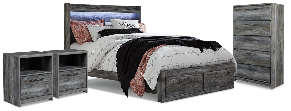 Baystorm Panel Storage Bed, Chest and 2 Nightstands (B221-SI)