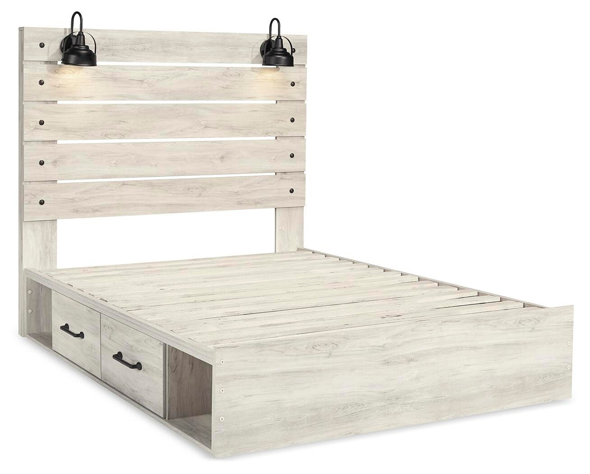 Cambeck Panel Bed with 2 Storage Drawers - Whitewash  (B192-SI) - Image 4