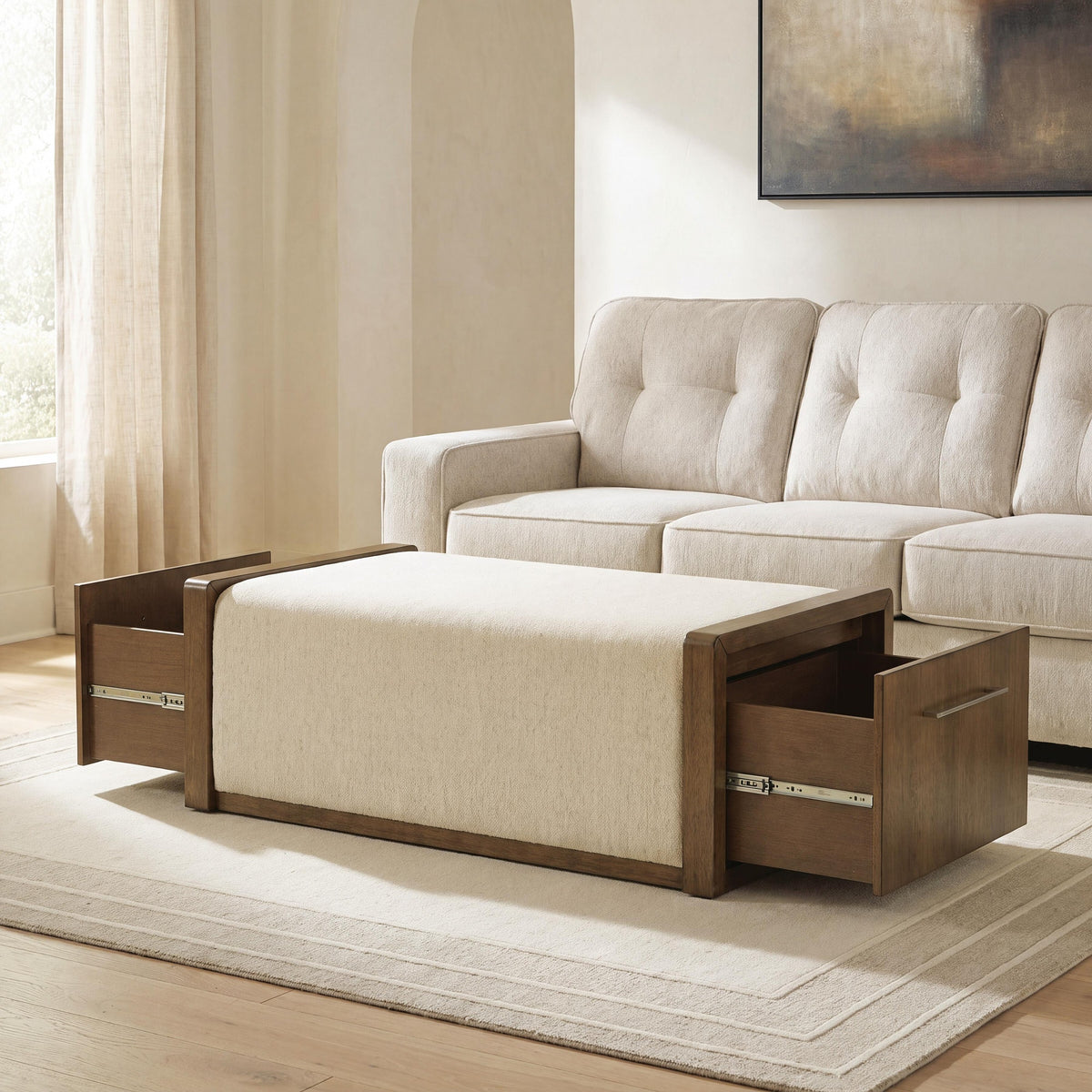 Marxmore Upholstered Ottoman with Storage - Brown  (T983-SI) - Image 7