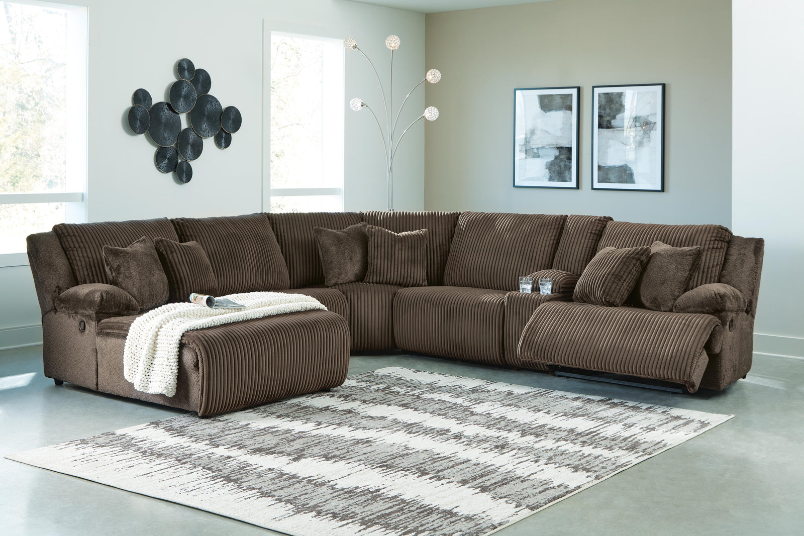 Top Tier 6-Piece Reclining Sectional with Chaise (92705-SI) - Image 4