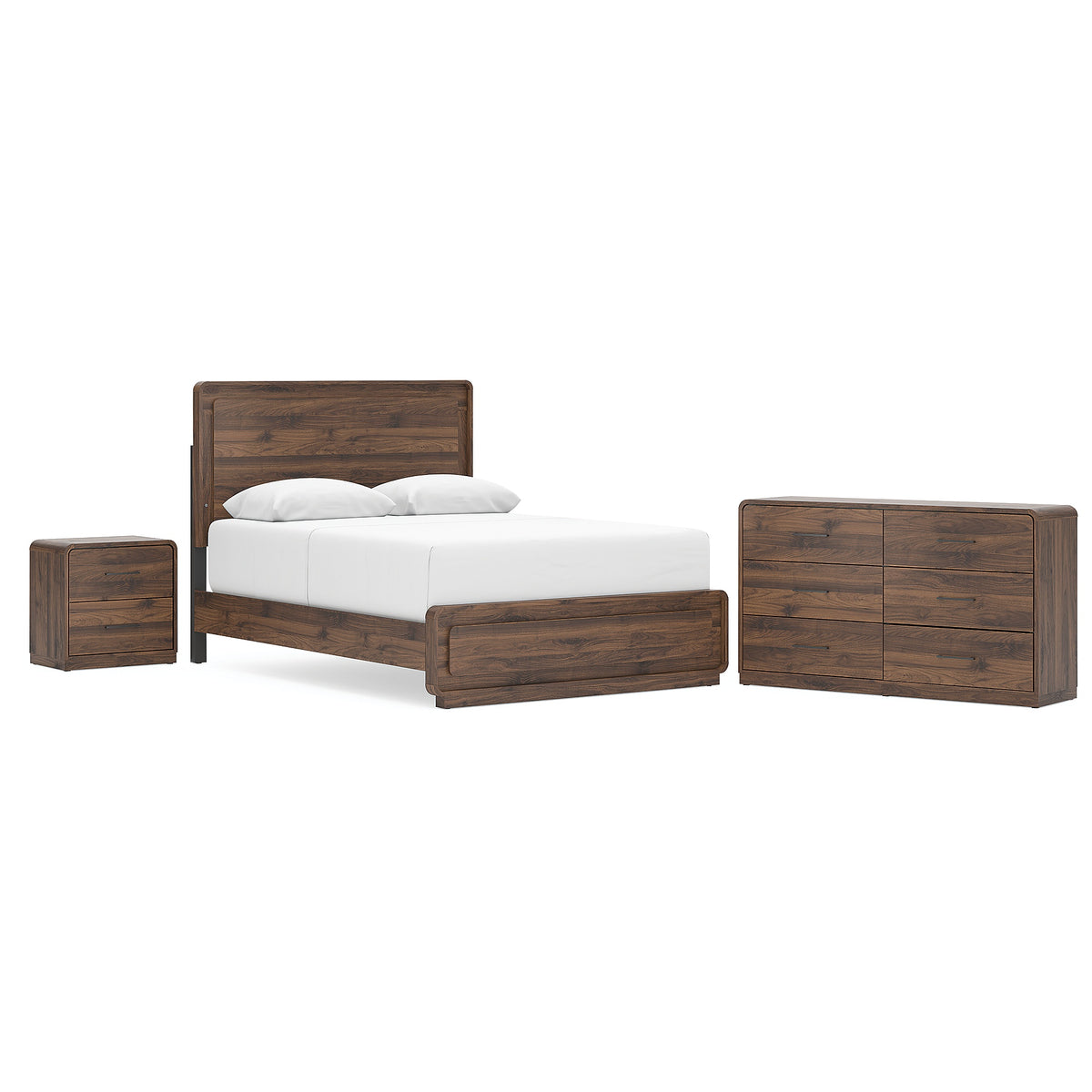 Fortlorn Queen Panel Bed, Dresser and Nightstand (PCB386-SI)