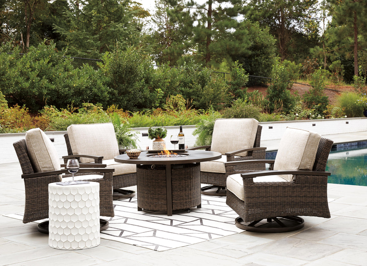 Paradise Trail Outdoor Fire Pit Table with 4 Lounge Chairs (P750-SI) - Image 5