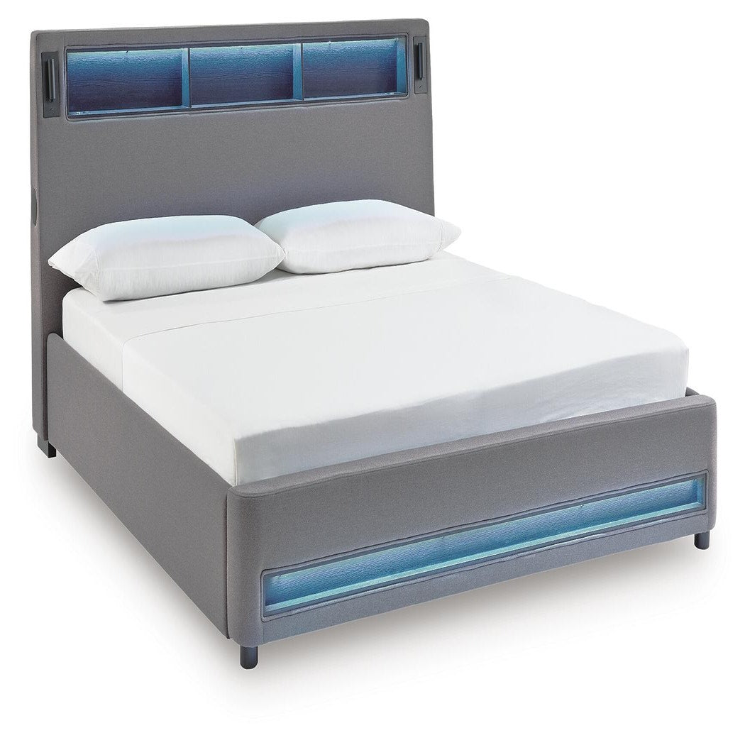 Finigale California King Upholstered Bed with Wireless Audio (PCB2721-SI)
