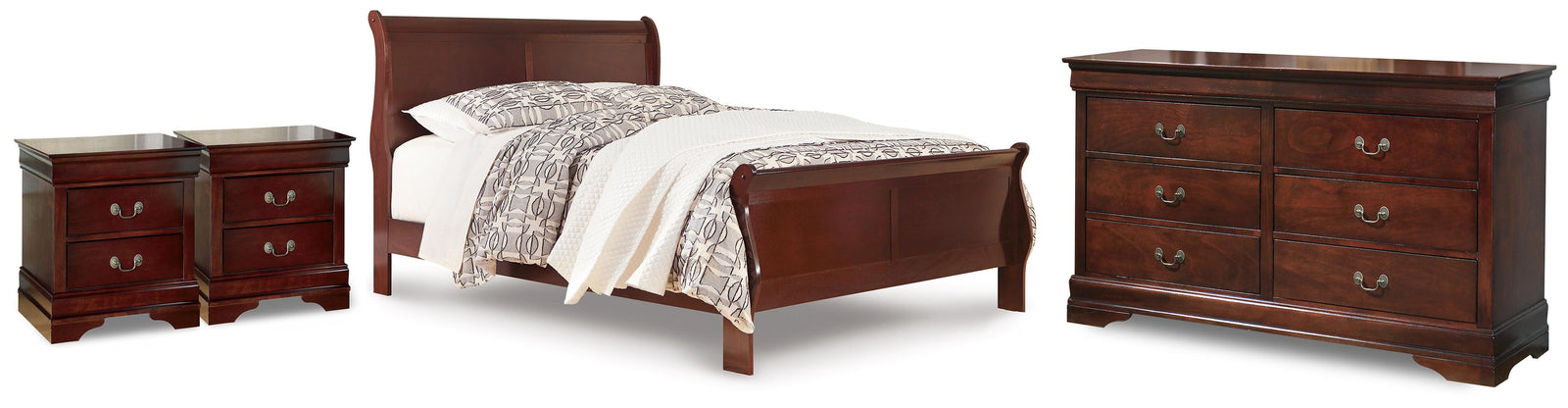Alisdair Sleigh Bed, Dresser and 2 Nightstands (B376-SI)