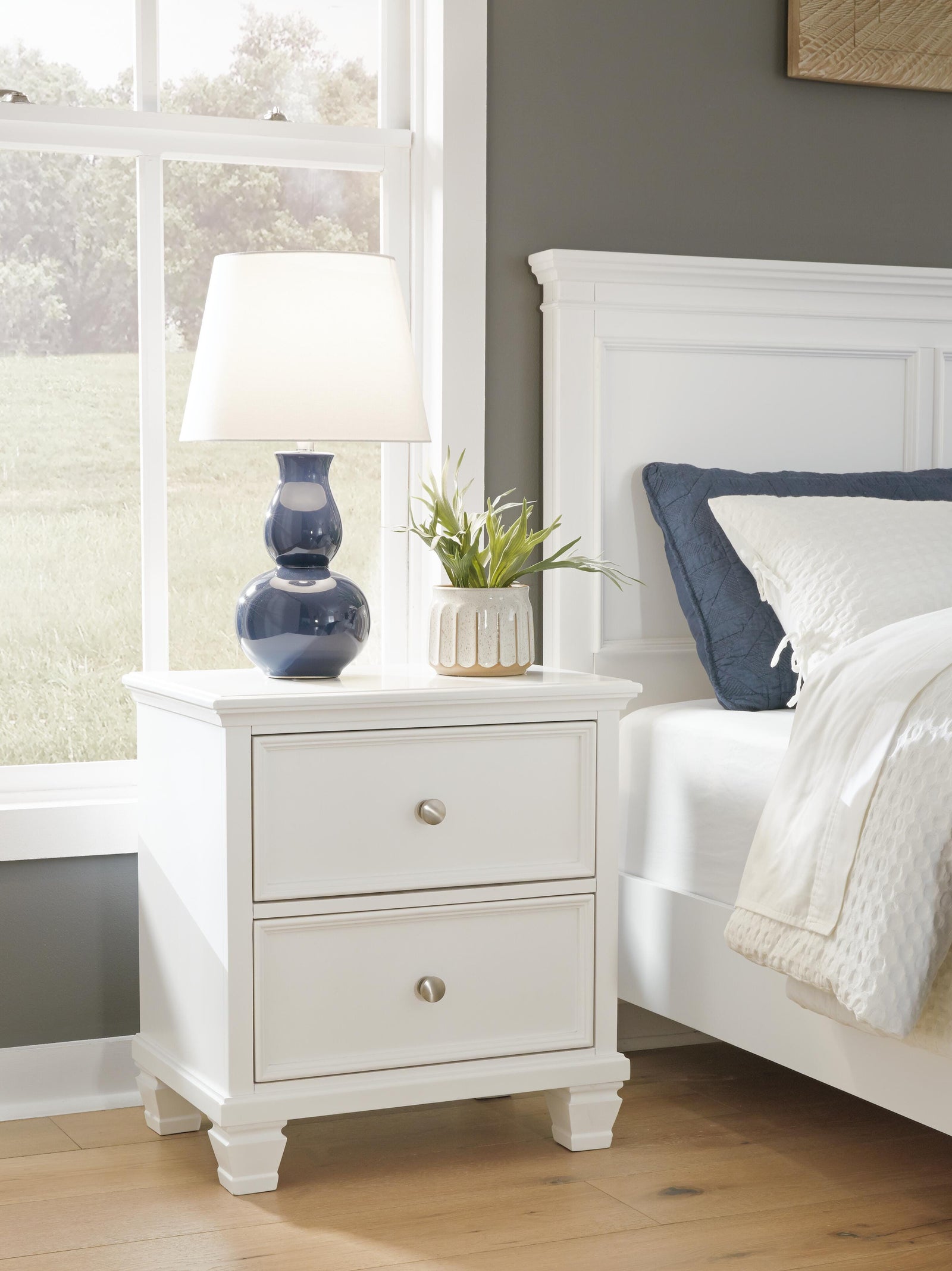 Fortman Panel Bed, Dresser, Mirror and 2 Nightstands - White  (B680-SI) - Image 23