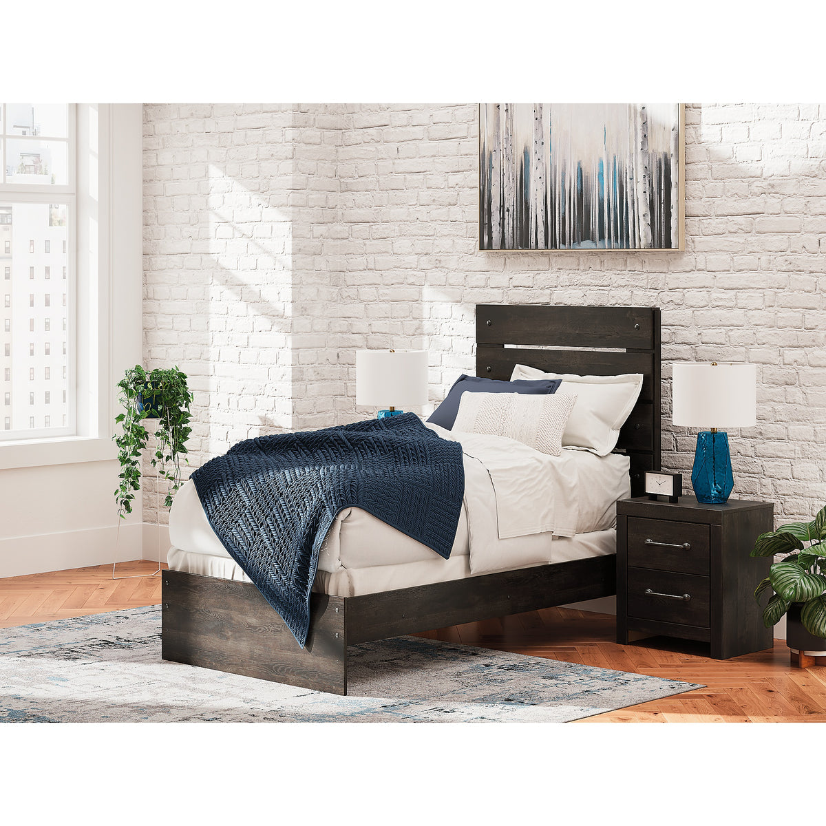 Hollivern Twin Panel Bed, Dresser and Mirror (PCB2108-SI) - Image 17
